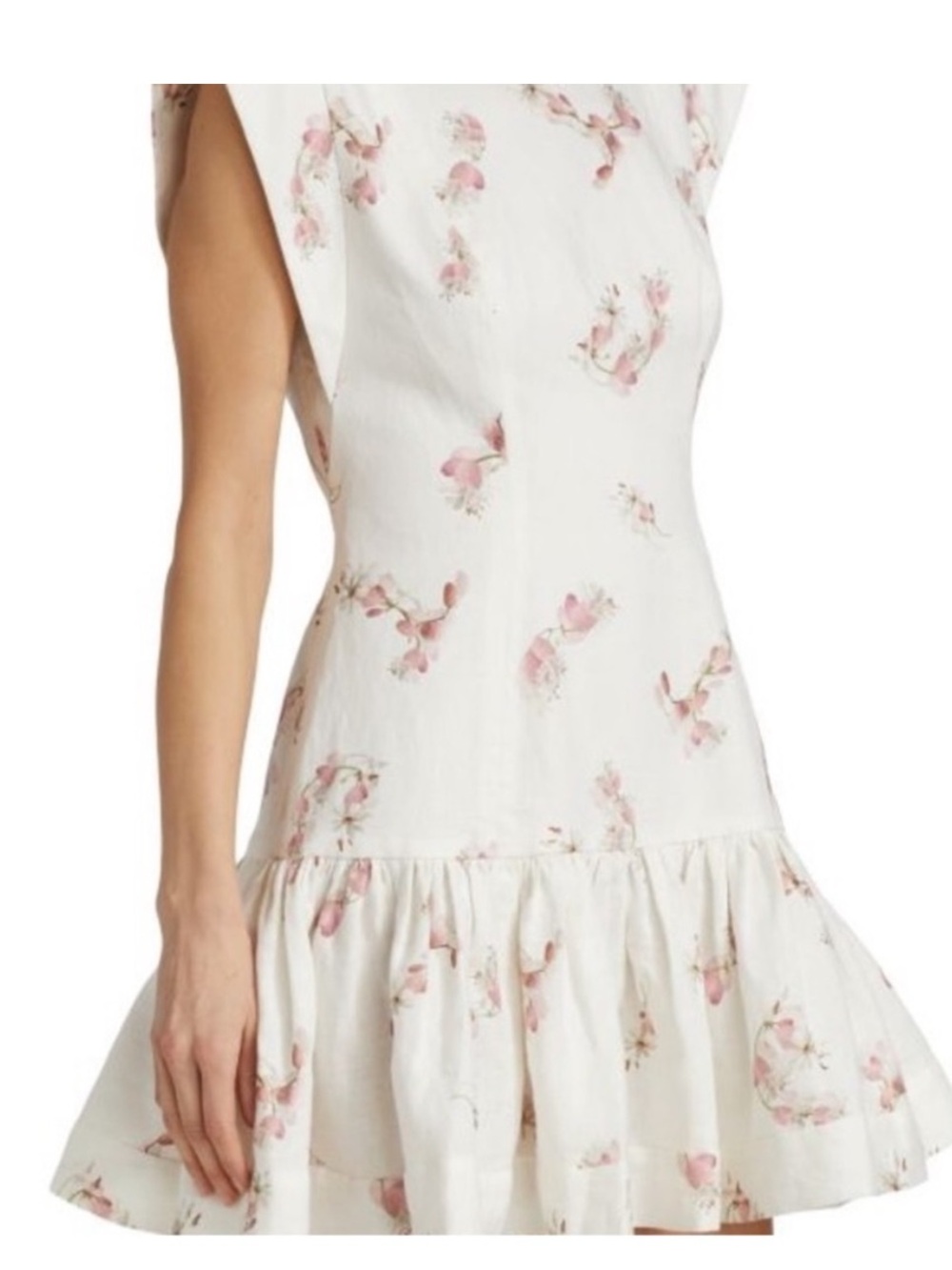 Zimmermann White Mini Dress with Pink Floral Print